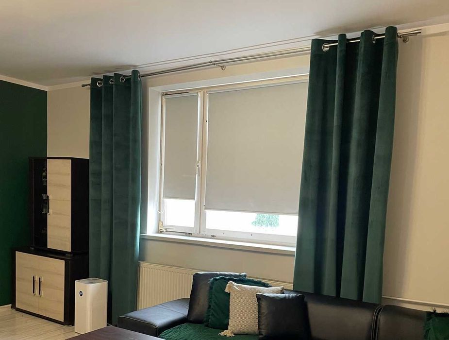 Zasłony welur zaciemniające przelotki zielone 140x250