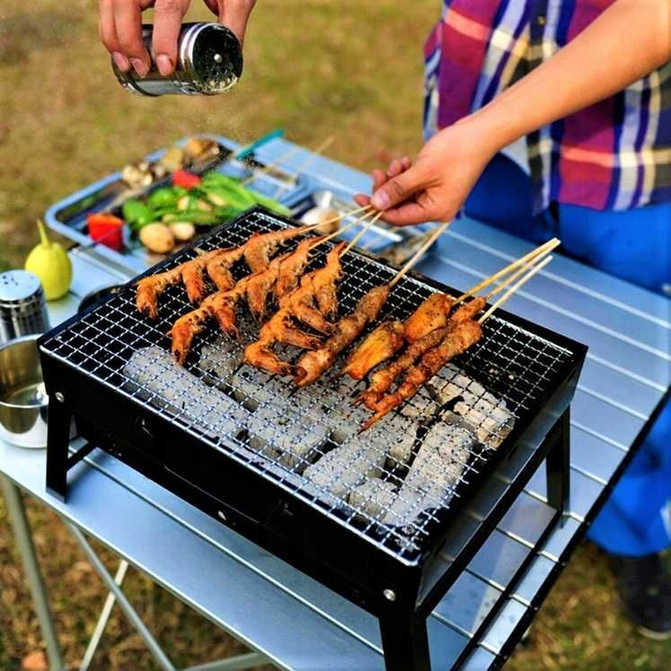 HIT Grill Mały Przenośny Turystyczny Walizka Węglowy + GRATIS PODPAŁKA