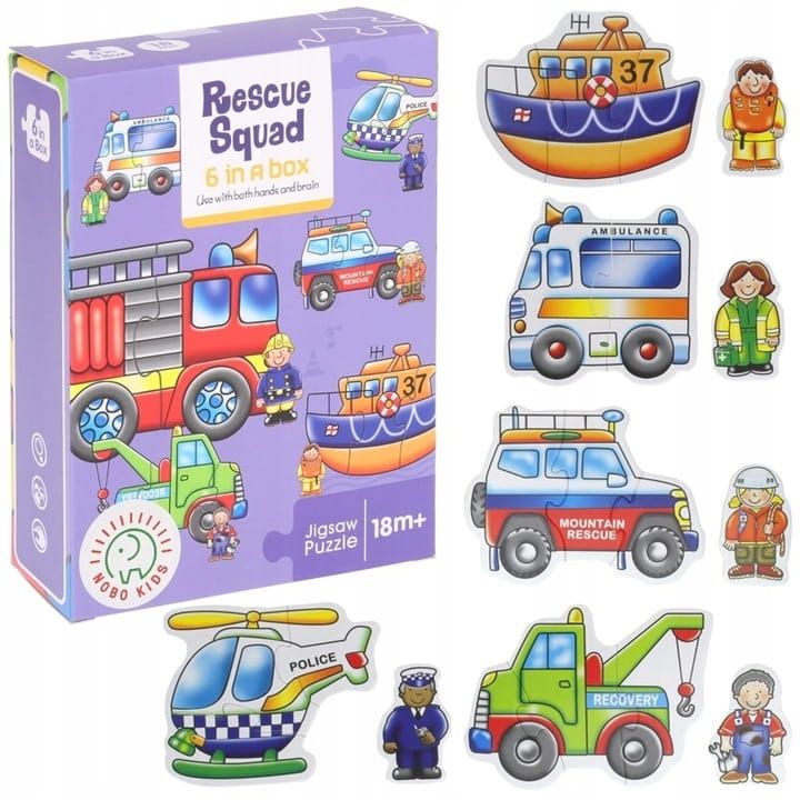 Puzzle Baby Dla Najmłodzych Auta Straż Policja - Pojazdy Ratuknowe