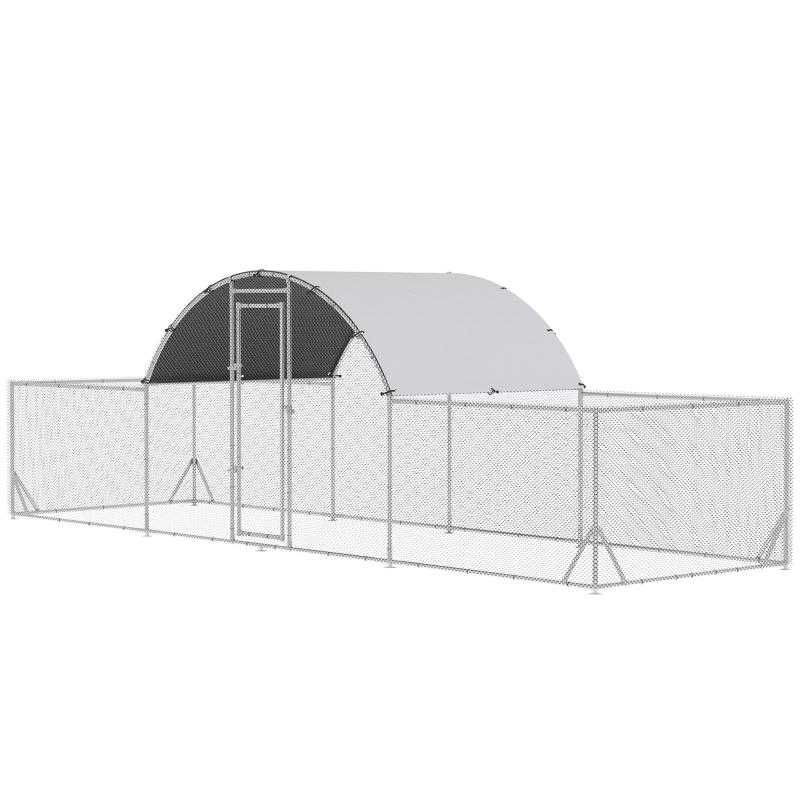 Galinheiro de Exterior de Aço Galvanizado 6,6x1,9x1,95m