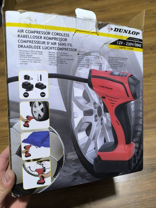 Kompresorek sprężarka Dunlop przenośna na baterie
