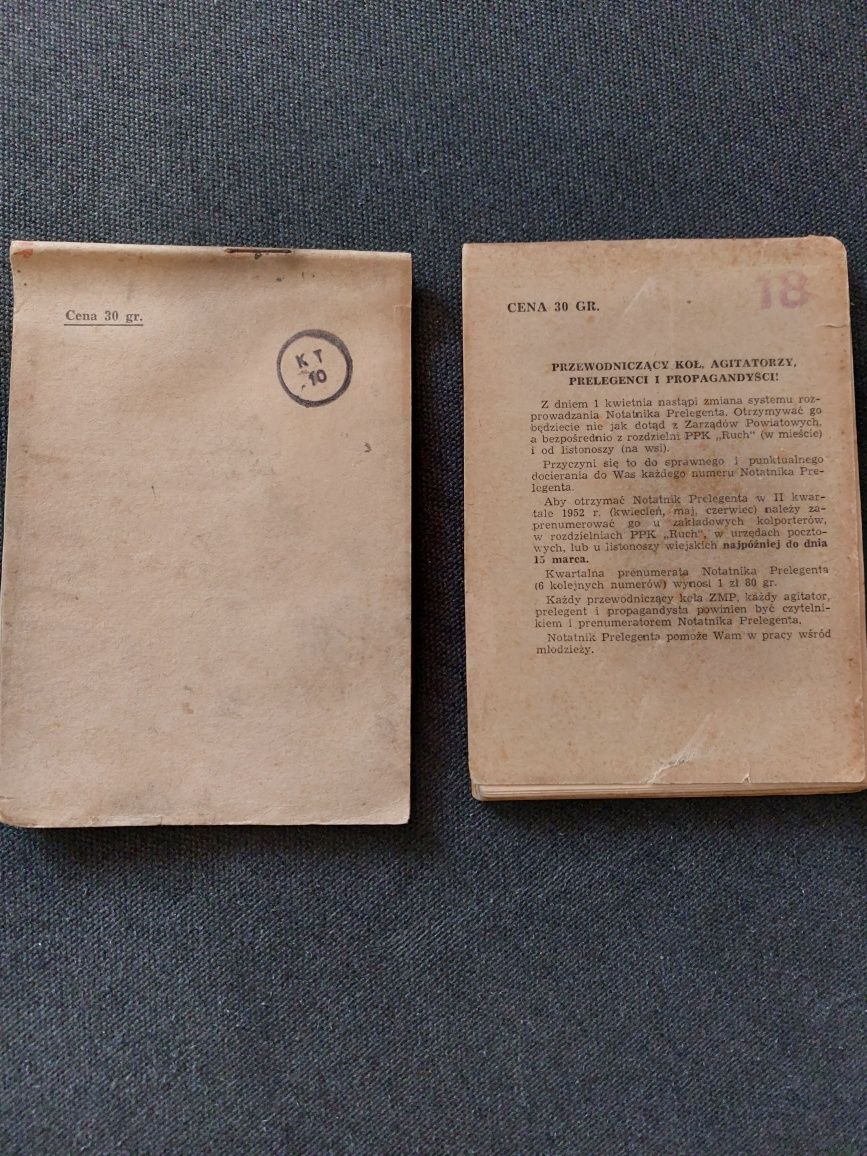 Notatnik referenta i Notatnik prelegenta  rok wydania 1952 i 1953