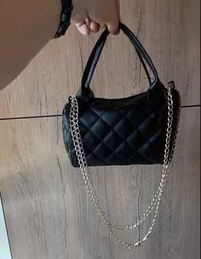 Czarna Nowa pikowana torebka