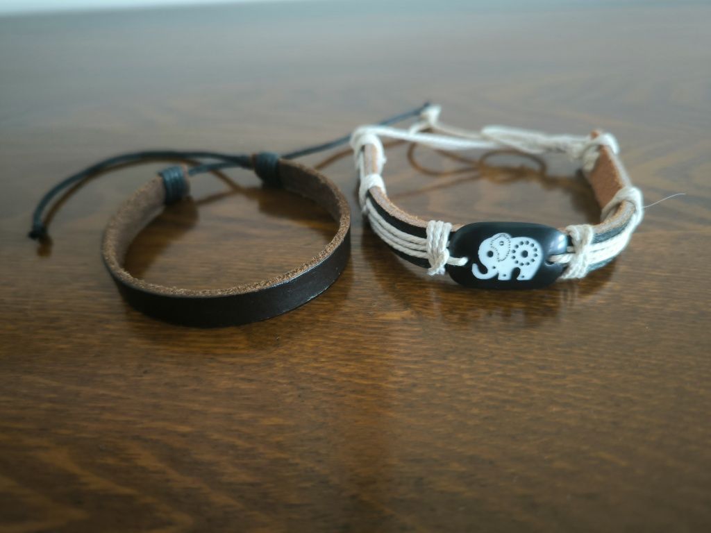 2 Pulseiras de couro com pedra (novo)