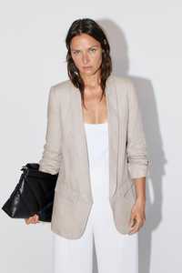 Blazer de linho bege ZARA