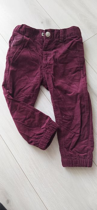 Spodnie sztruksy 86 bordowe