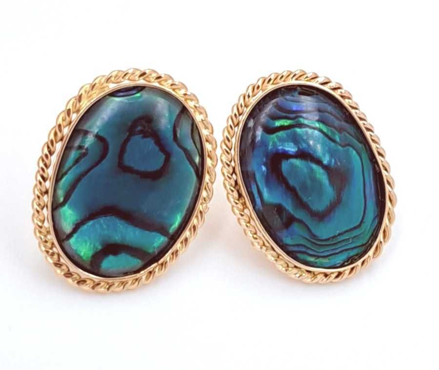 WYPRZEDAŻ !-35% Kolczyki Złote pr.585 z Muszlą Abalone Shell Z-593