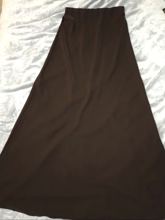 Спідниця атласна шовкова на гумці. Колір: шоколад. Довжина: максі. S