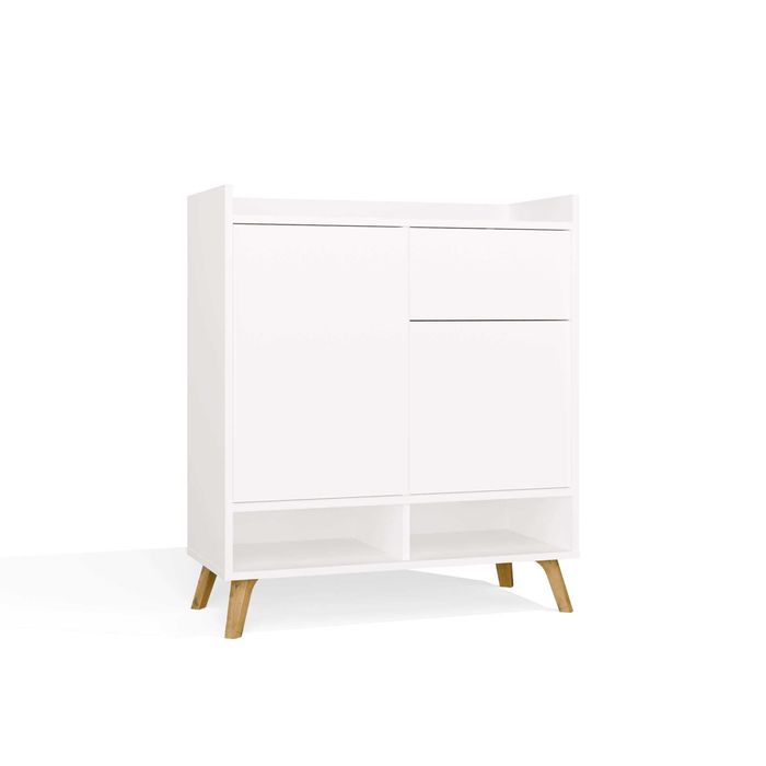 Komoda COLIN z Nóżkami Szafka 2 Drzwi 1 Szuflada Do Salonu BIAŁA