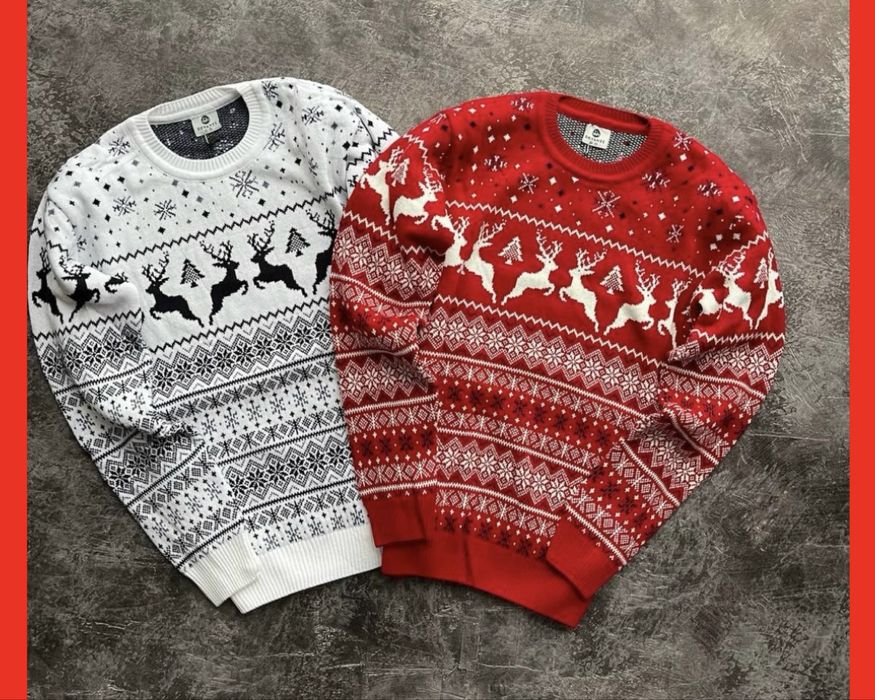 Новорічні парні вовняні светри, різні кольори