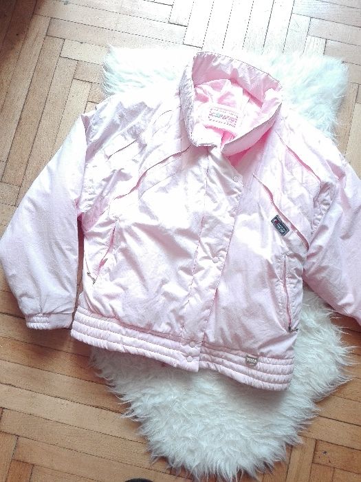 Różowa kurtka vintage kurteczka puchowa oldschool modna oversize XXL