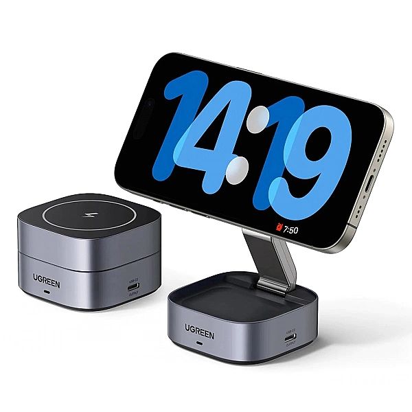Ładowarka Ugreen W526 indukcyjna 3w1 MagSafe / Qi na telefon / słuchaw