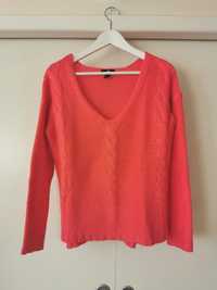 Sweter H&M koralowy różowy  ciepły S/M