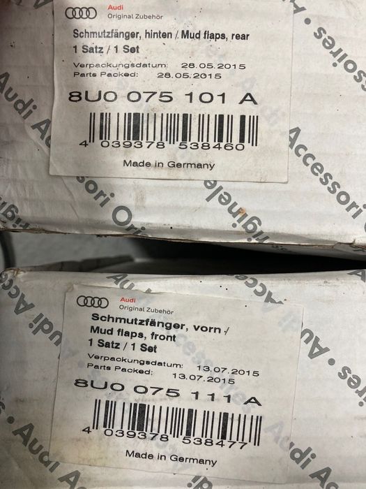 Audi Q3 2015-2018 Бризговики оригінал 4шт 8U0075111A 8U0075101A Рест