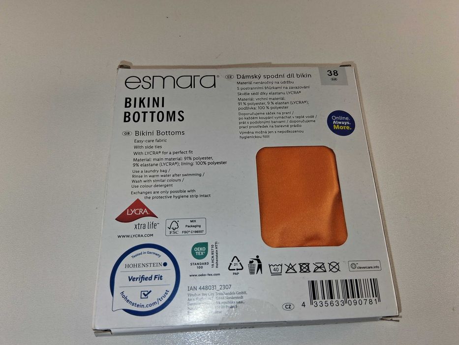A132 Esmara Majtki Bikini Damskie Wiązane Pomarańczowe Rozmiar 38