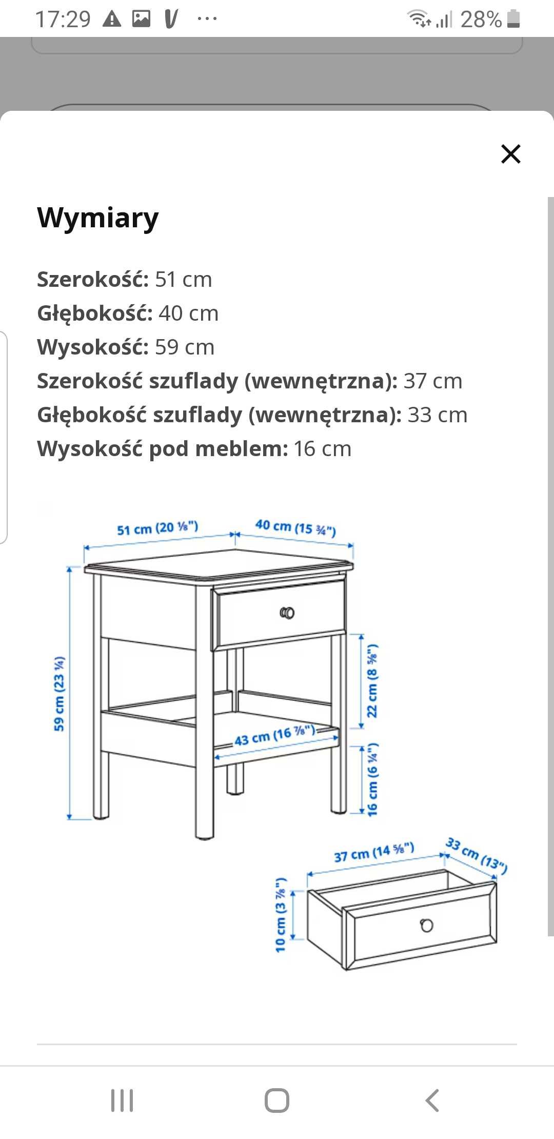 Stolik nocny szafka nocna IKEA Tyssedal biały (2szt.)