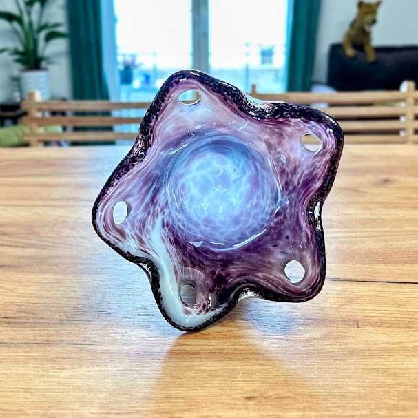 Wazon kielich 24 cm czeskie mleczne szkło Vintage PRL Egermann