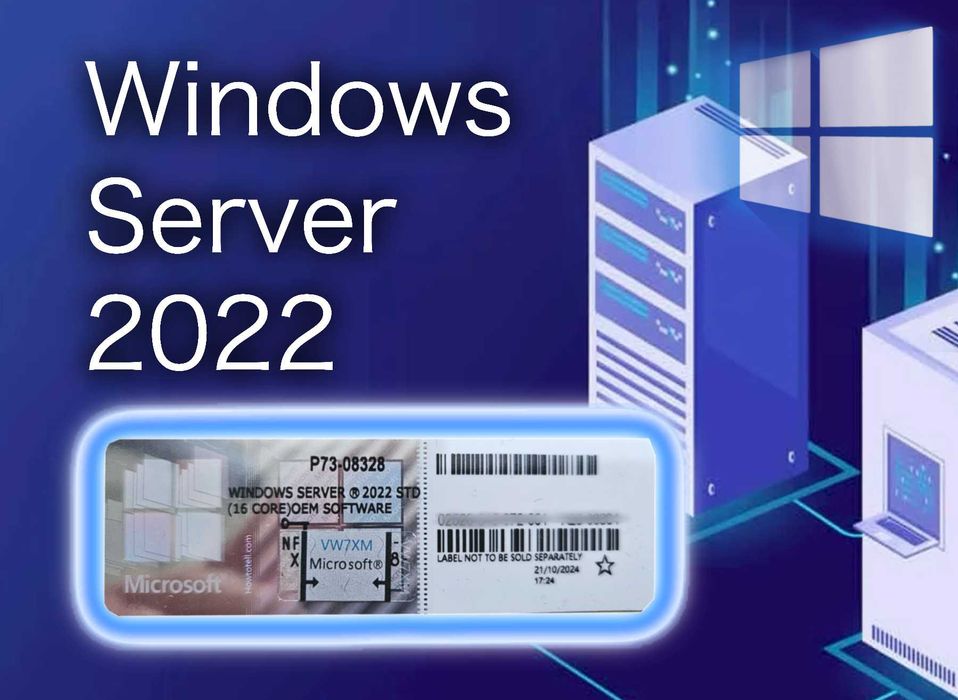 Windows Server 2022 Standard 16 CORE Naklejka COA Licencja Klucz