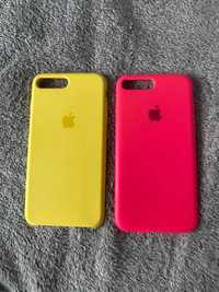 Etui case na telefon Apple Iphone 8+ plus logo żółte neonowy róż