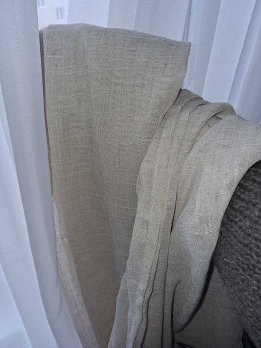 Zasłony ala len bezowe jasne