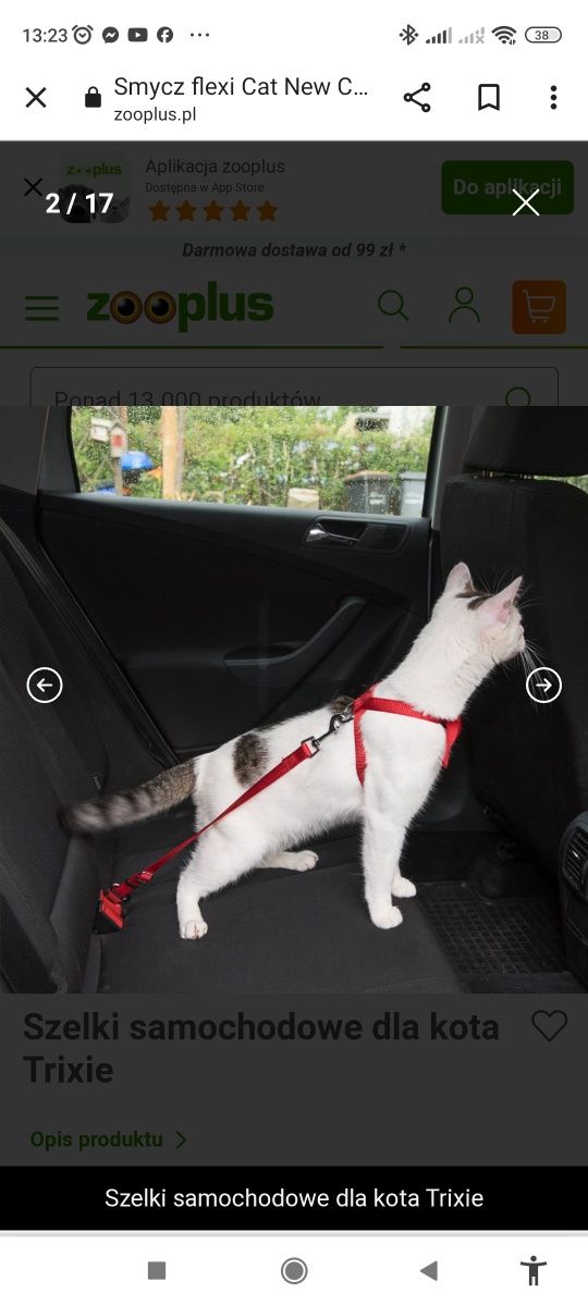 Szelki do samochodów dla kota używane