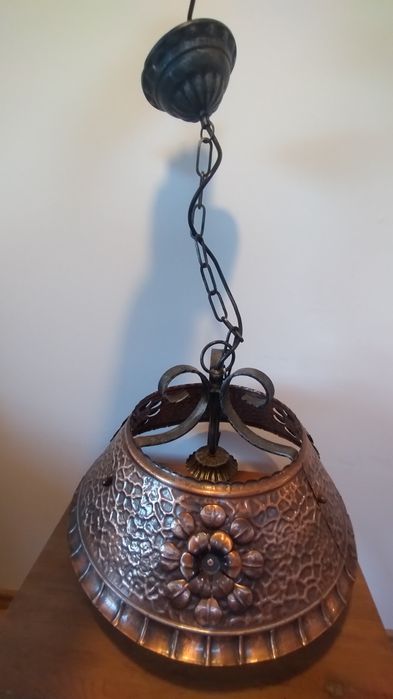 Miedziana lampa retro rustykalna rękodzieło