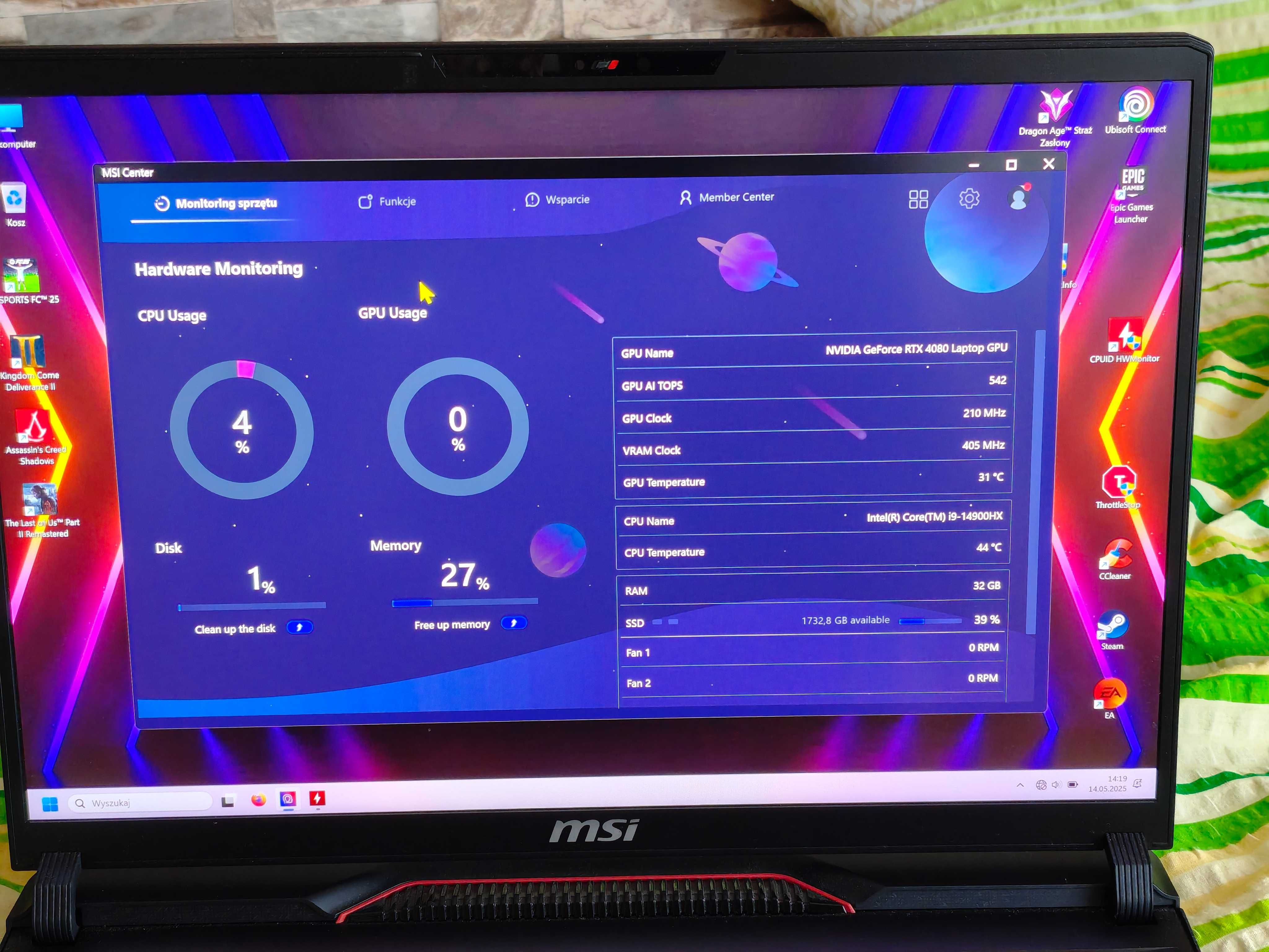 Laptop Msi Ge78 z rtx 4080