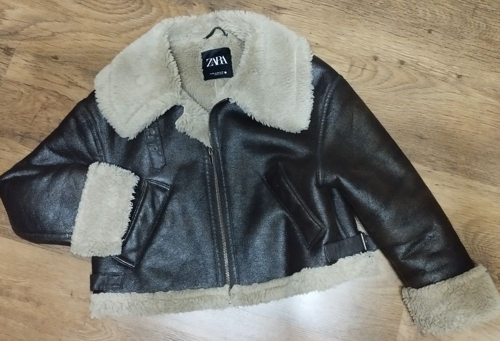 Kurtka Zara kożuszek pilotka brązowy XS