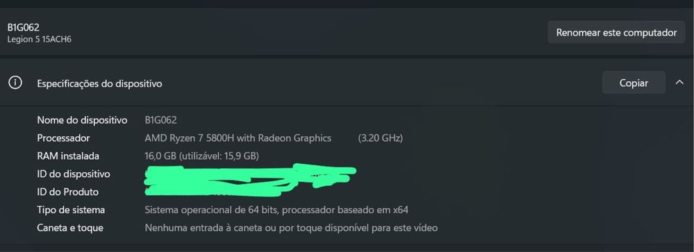 Nootebook Lenovo Legion 5