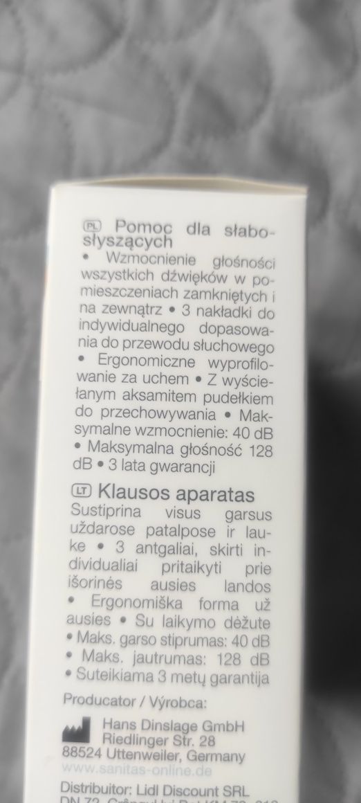 Sanitas aparat słuchowy kompletny ,wzmacniacz słuchu z Lidla