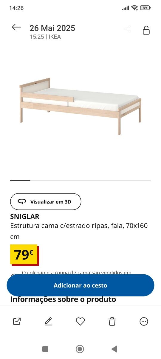 Cama crianças + colchão + protetor