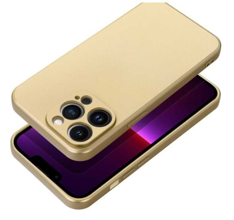 Etui Cover TPU Metallic do iPhone 14 - Mikrofibra! - Gold