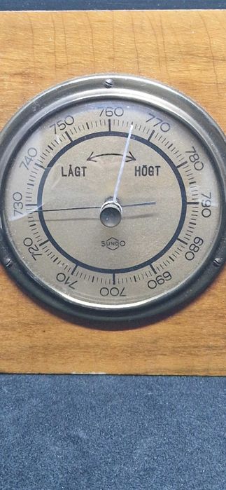 Barometr, drewno metal, sprawny