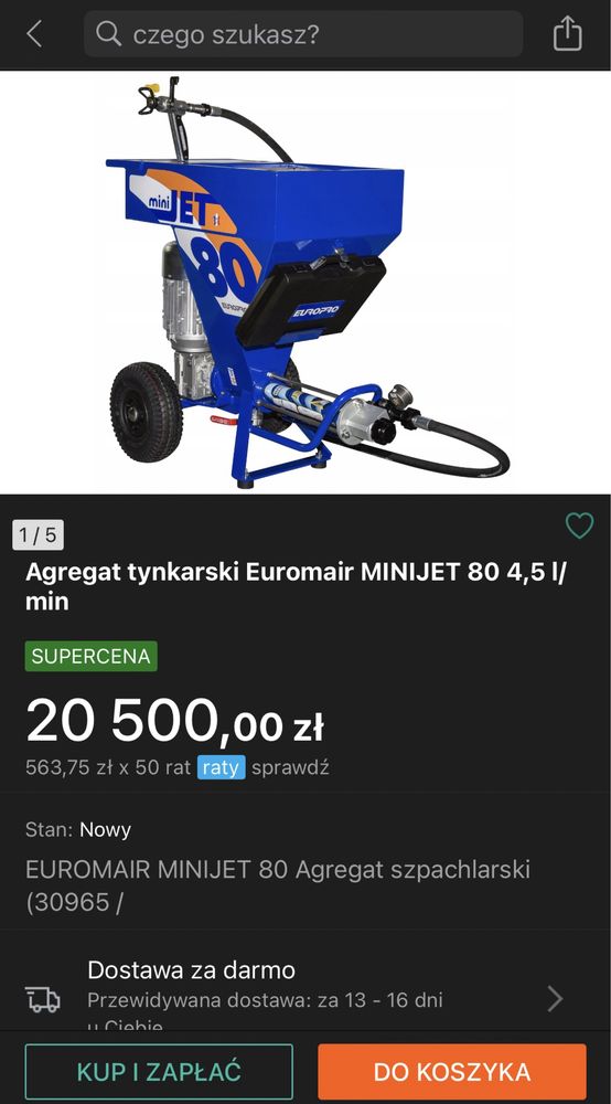 Agregat tynkarski Euromair MINIJET 80 4,5 l/min stan bardzo dobry