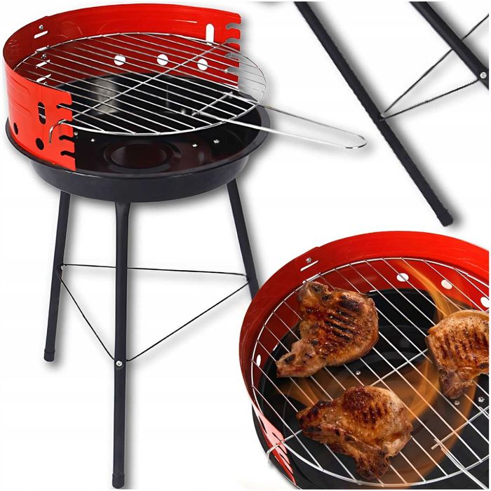 grill ogrodowy węglowy do ogrodu tarasu na węgiel składany + ruszt