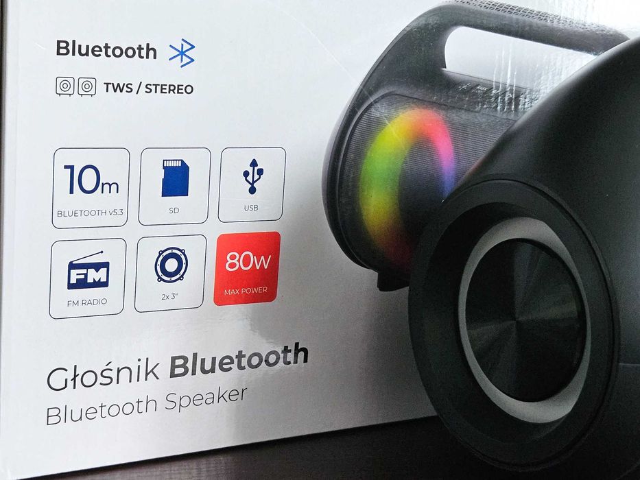Głośnik bluetooth przenośny BLOW NOWY IPX5 RADIO FM USB 80W