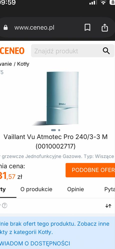 Piec gazowy vailant uzywany VUW PL240/3-3 M