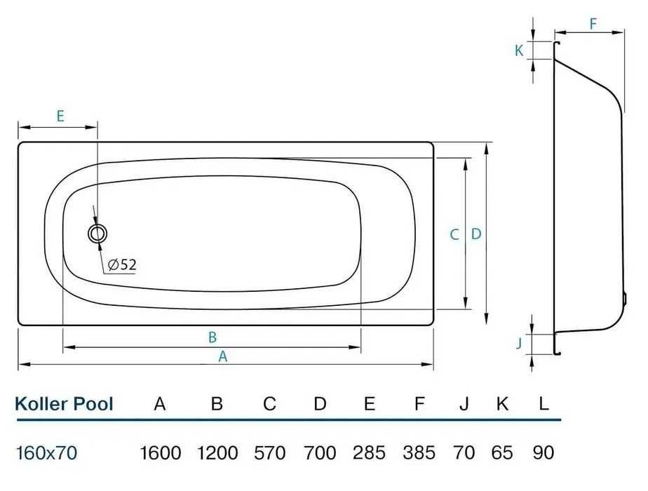 Новая стальная ванна KOLLER POOL (Австрия) 160 х 70 см. Реальная цена.