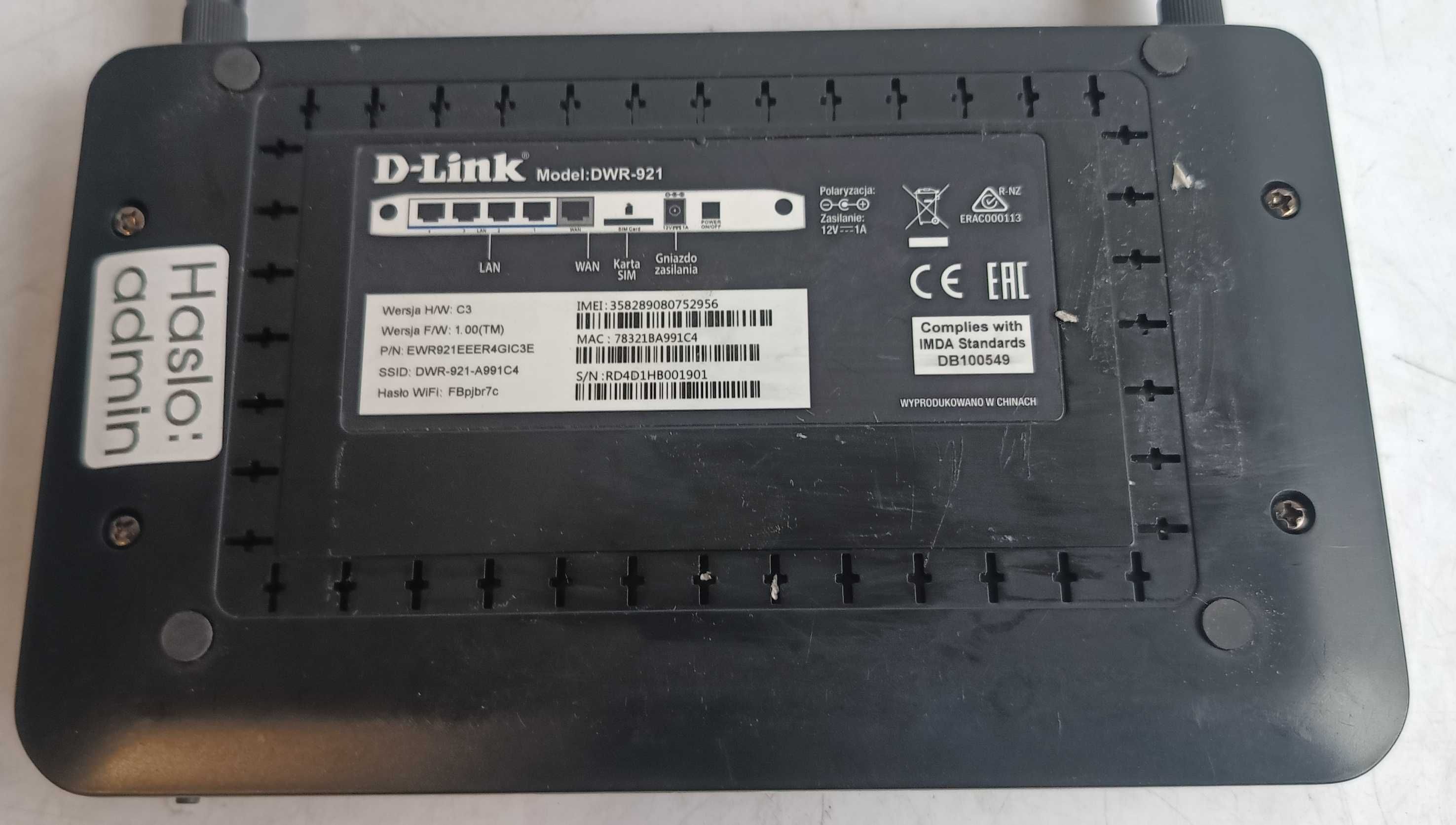 Router Wifi D-link DWR-921 z modemem 3G/4G LTE bez zasilacza