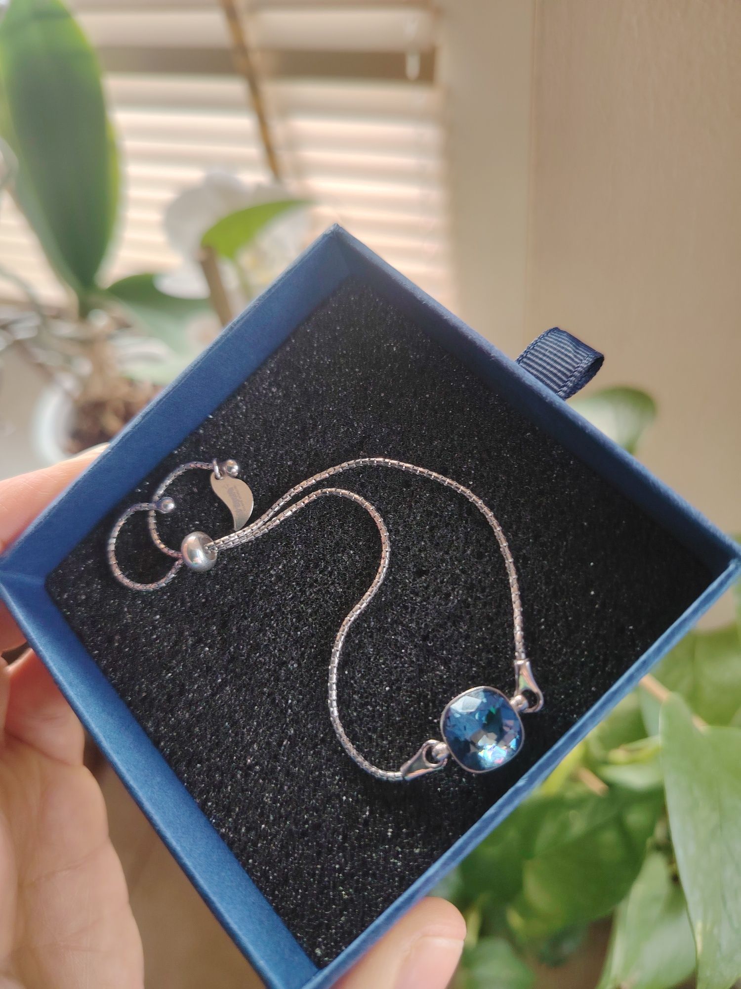 Bransoletka Spark Silver Denim Blue Swarovski regulowana