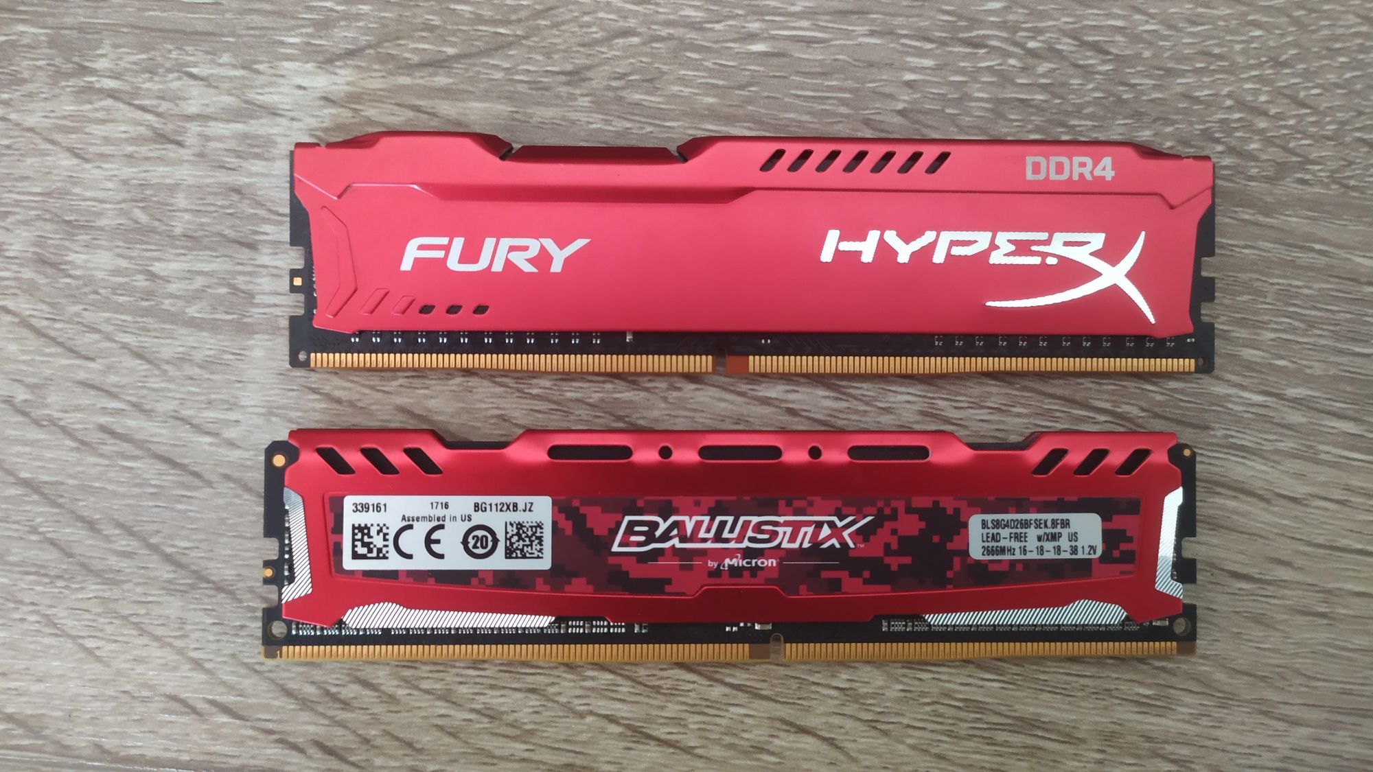 DDR4 ОЗП Ballistix 8GB + HyperX Fury 8GB (16GB комплект)