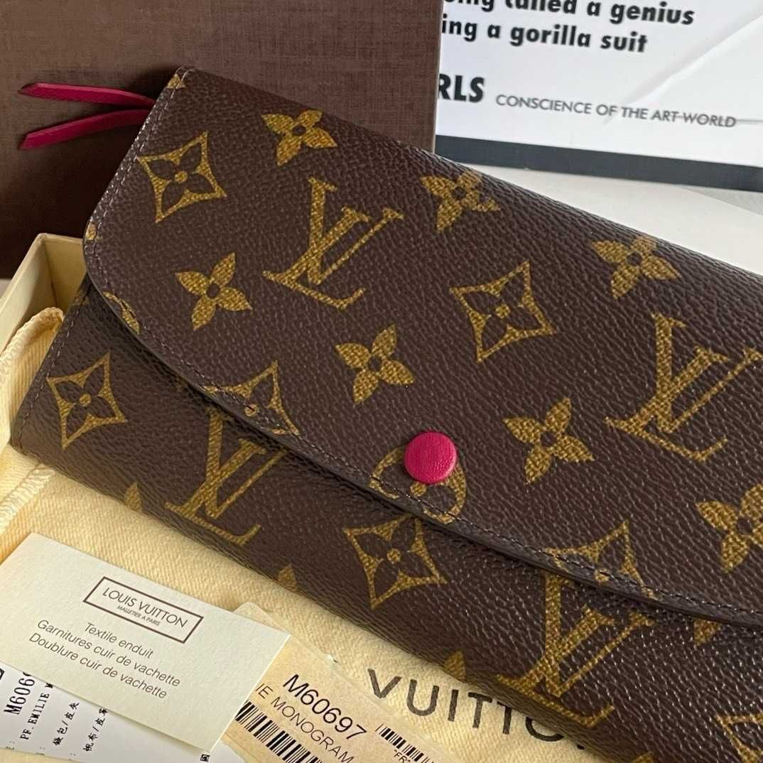 Nowe LV Louis Vuitton długi portfel Róża czerwona przycisk