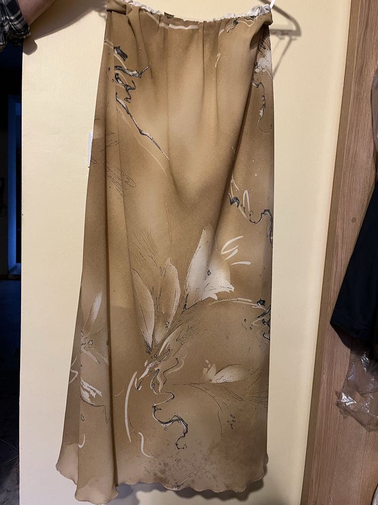 Garsonka vintage elegancki komplet koszula i spódniczka z rozcięciem