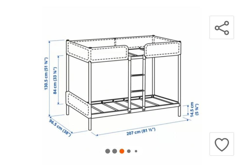 Łóżko piętrowe IKEA Tuffing 90x200