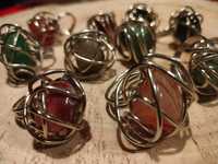 Zestaw pierścionków Kamienie naturalne agat handmade rękodzieło Okazja