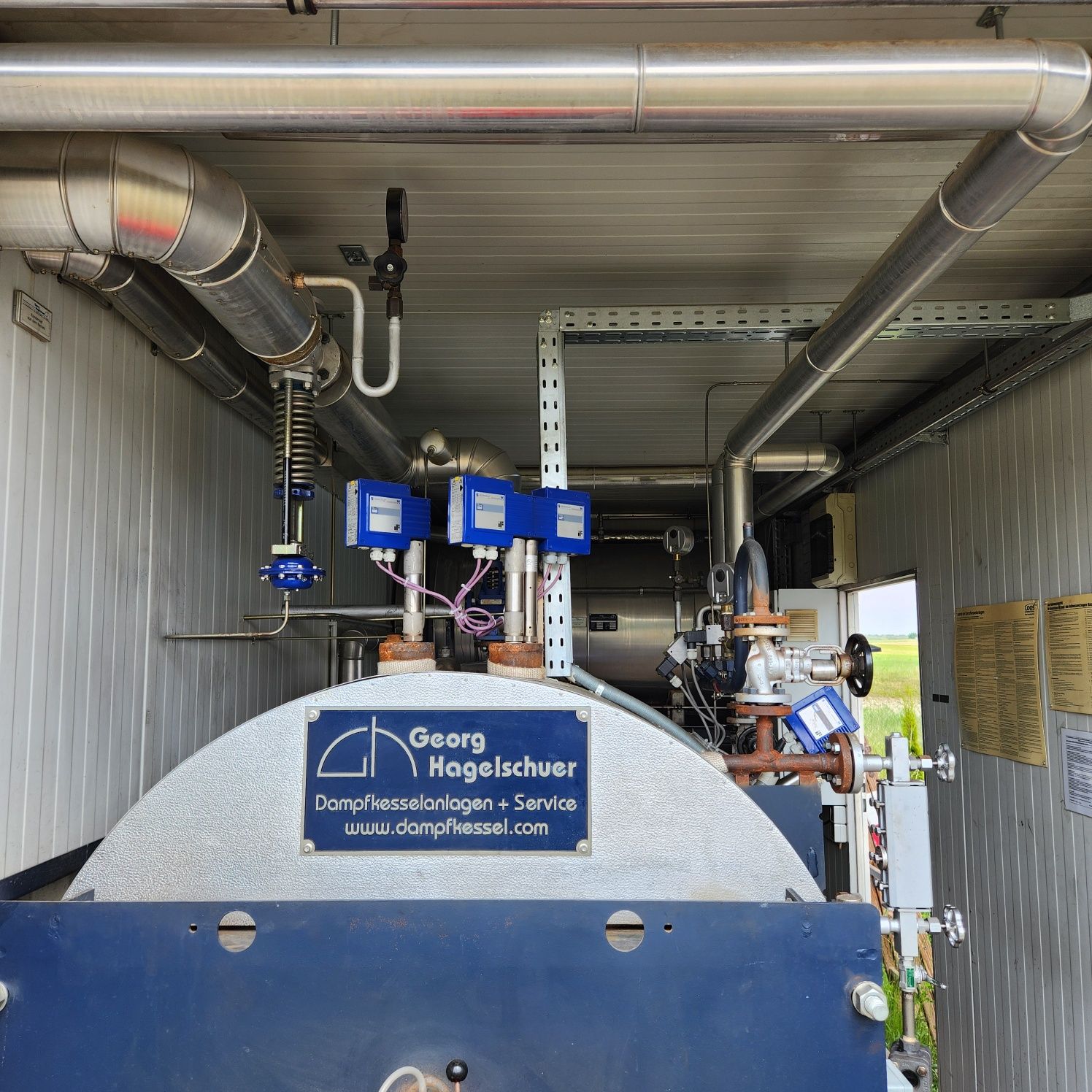 Kocioł parowy Loos 1,25t/h 13Bar kotłownia kontenerowa palnik Weishaup