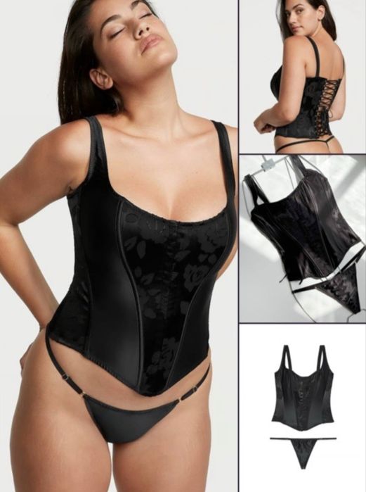 Victorias Secret 34В 36В M/L боди корсет 75Б 80Б труси стрази S