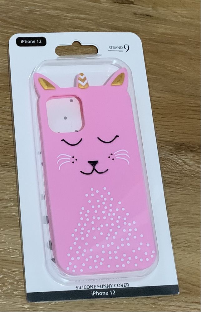 Capa iPhone12 silicone (NOVO) Unicornio/Gatinho Cor-de-rosa