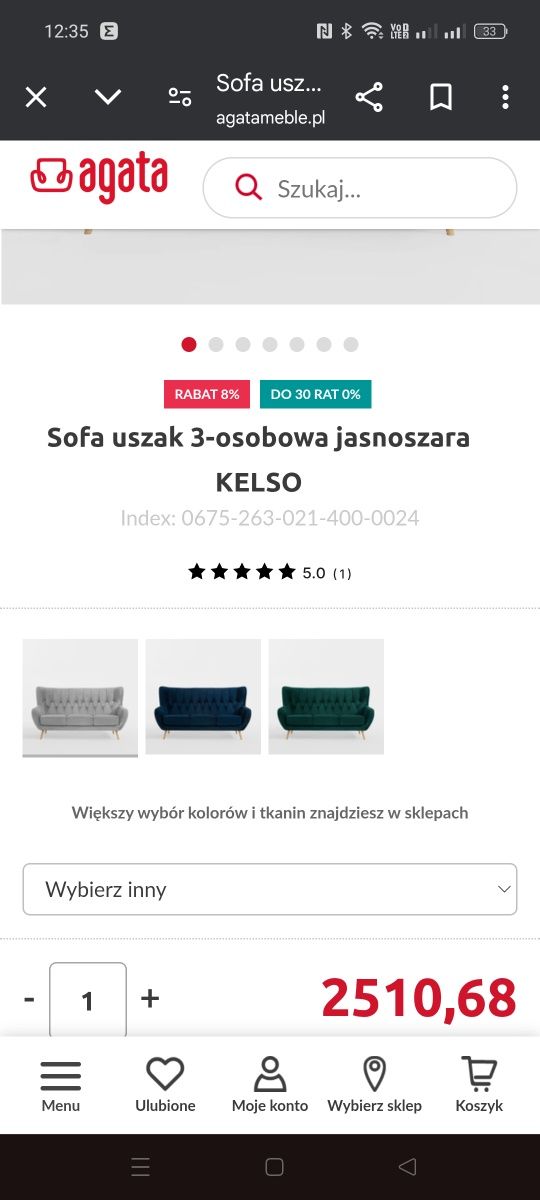 Sofa 3 osobowa do salonu