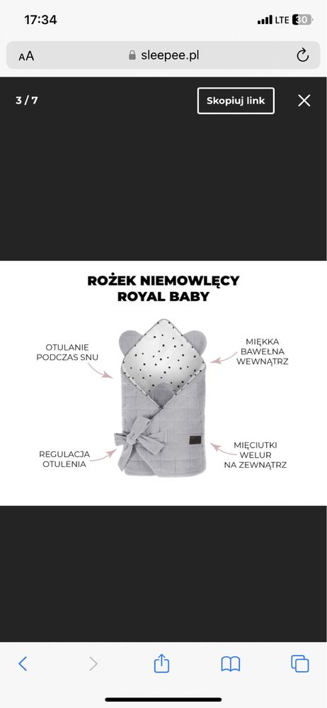 Rożek Royal Baby Sleepee 70x70 cm